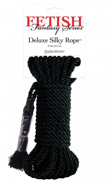 Черная веревка для фиксации Deluxe Silky Rope - 9,75 м. - Pipedream - купить с доставкой в Невинномысске