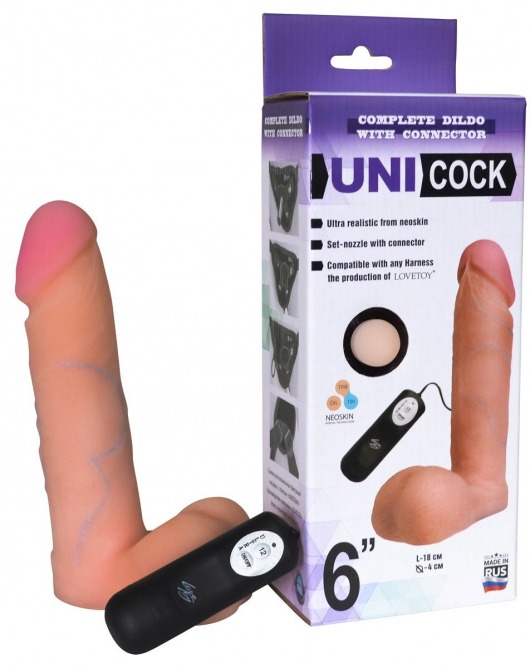 Фаллическая насадка Харнесс UNICOCK 6  с вибрацией - 18 см. - LOVETOY (А-Полимер) - купить с доставкой в Невинномысске