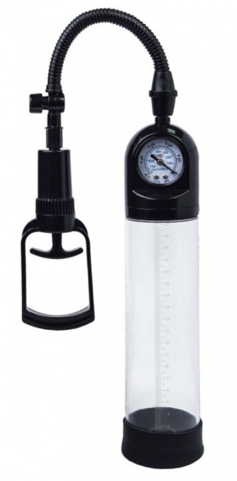 Чёрная вакуумная помпа A-toys с манометром и прозрачной колбой - A-toys - в Невинномысске купить с доставкой
