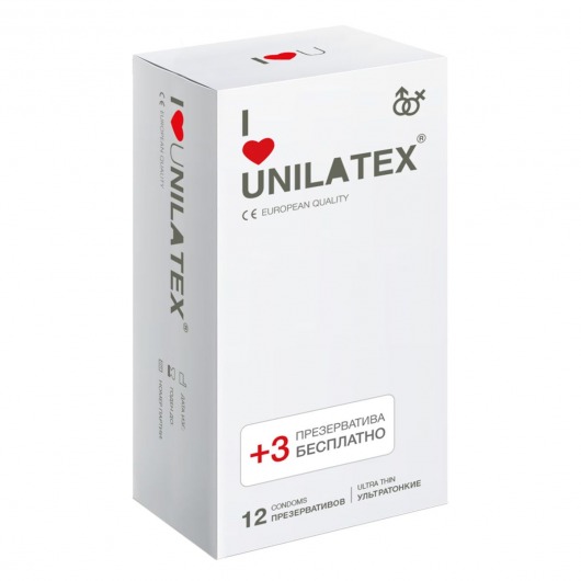 Ультратонкие презервативы Unilatex Ultra Thin - 12 шт. + 3 шт. в подарок - Unilatex - купить с доставкой в Невинномысске