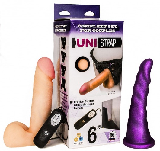 Вибрострапон с двумя насадками UniStrap - 18 и 18 см. - LOVETOY (А-Полимер) - купить с доставкой в Невинномысске