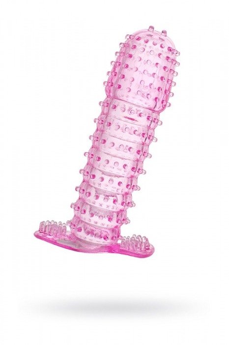 Гелевая розовая насадка с шипами - 12 см. - Toyfa Basic - в Невинномысске купить с доставкой