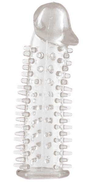 Прозрачная насадка на половой член с закрытой головкой и шипами - 12,5 см. - Toyfa Basic - в Невинномысске купить с доставкой