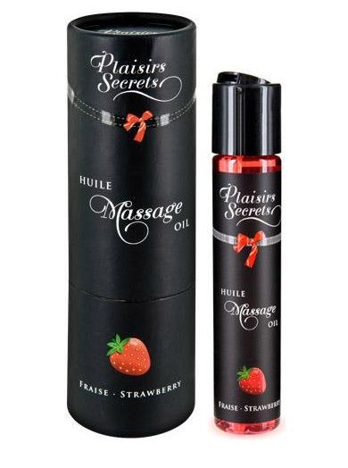 Массажное масло с ароматом клубники Huile de Massage Gourmande Fraise des Bois - 59 мл. - Plaisir Secret - купить с доставкой в Невинномысске