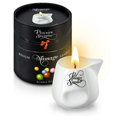 Массажная свеча с ароматом бубль-гума Bougie de Massage Gourmande Bubble Gum - 80 мл. - Plaisir Secret - купить с доставкой в Невинномысске