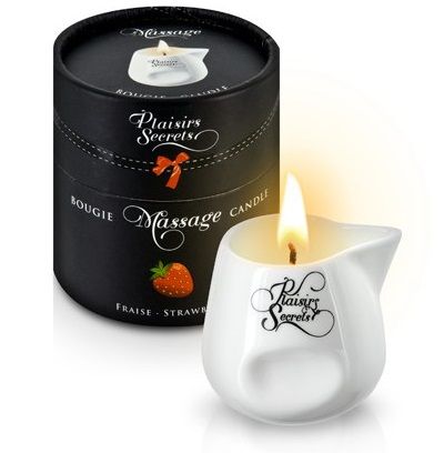 Массажная свеча с ароматом клубники Bougie de Massage Gourmande Fraise - 80 мл. - Plaisir Secret - купить с доставкой в Невинномысске
