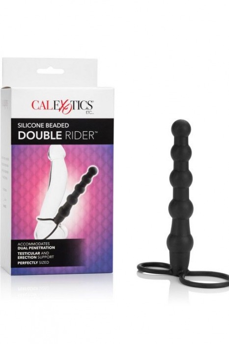 Насадка на пенис для двойного проникновения Silicone Beaded Double Rider - 14 см. - California Exotic Novelties - в Невинномысске купить с доставкой