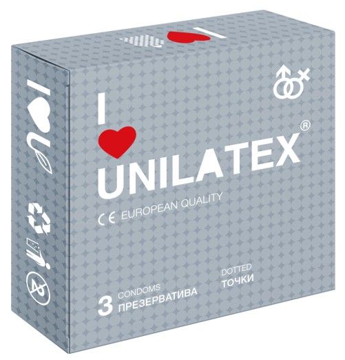 Презервативы с точками Unilatex Dotted - 3 шт. - Unilatex - купить с доставкой в Невинномысске