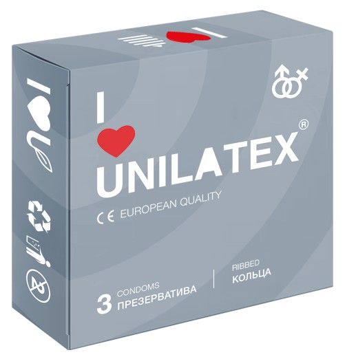 Презервативы с рёбрами Unilatex Ribbed - 3 шт. - Unilatex - купить с доставкой в Невинномысске