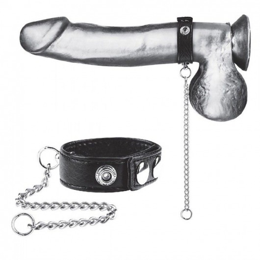 Утяжка на пенис с поводком Snap Cock Ring With 12  Leash - BlueLine - купить с доставкой в Невинномысске