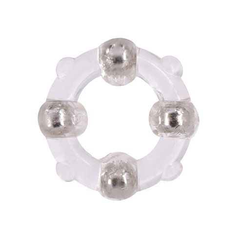 Эрекционное кольцо с 4 бусинами MENZSTUFF STUD RING CLEAR - Dream Toys - в Невинномысске купить с доставкой