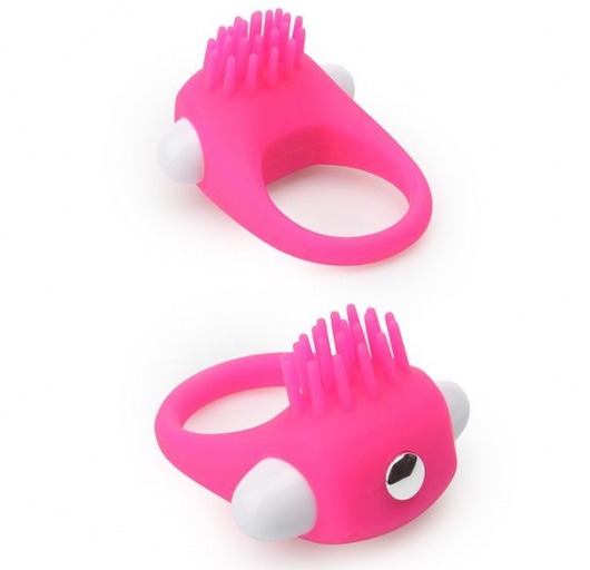 Розовое эрекционное кольцо с щеточкой LIT-UP SILICONE STIMU RING 5 - Dream Toys - в Невинномысске купить с доставкой