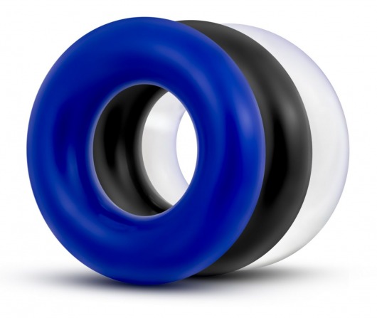 Набор из 3 разноцветных колец Stay Hard Donut Rings - Blush Novelties - в Невинномысске купить с доставкой
