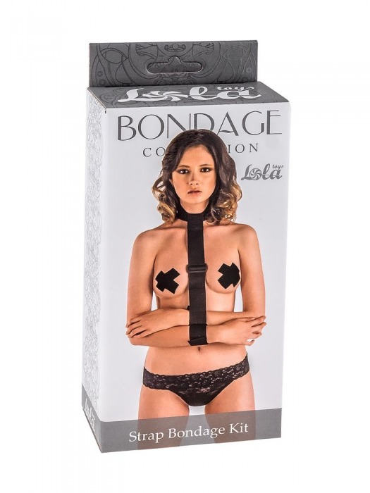 Ошейник с длинной лентой и наручниками Strap Bondage Kit Plus Size - Lola Games - купить с доставкой в Невинномысске