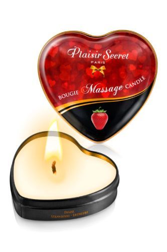Массажная свеча с ароматом клубники Bougie Massage Candle - 35 мл. - Plaisir Secret - купить с доставкой в Невинномысске
