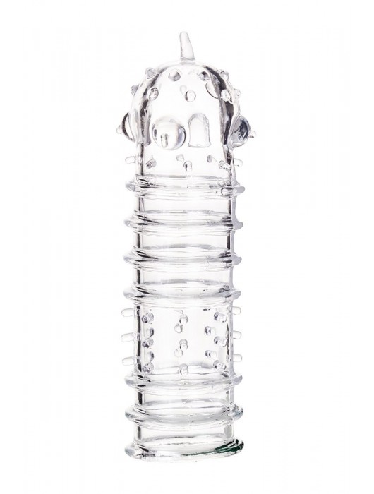 Прозрачная насадка на пенис TOYFA A-Toys с ребрами и точками - 15,3 см. - A-toys - в Невинномысске купить с доставкой