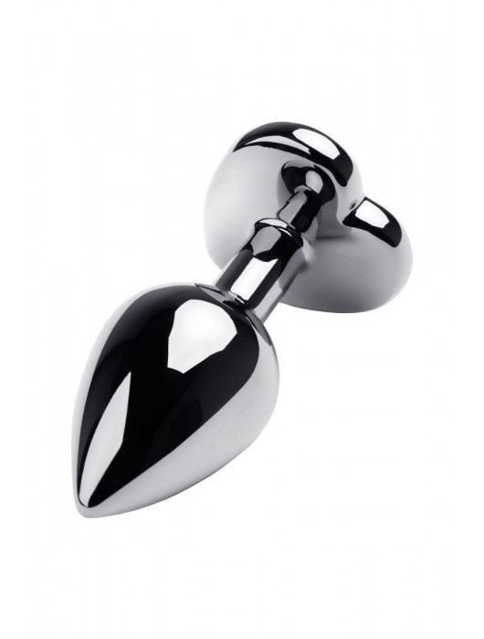 Серебристая анальная пробка с прозрачным кристаллом-сердцем - 8 см. - ToyFa - купить с доставкой в Невинномысске