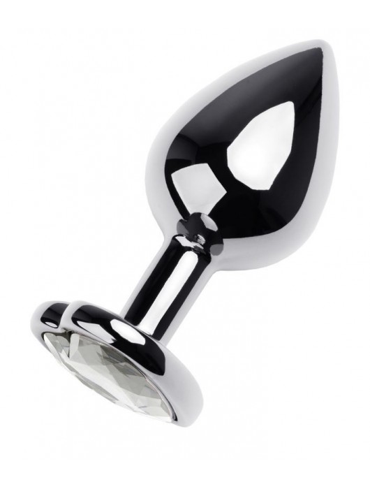 Серебристая анальная пробка с прозрачным кристаллом-сердцем - 8 см. - ToyFa - купить с доставкой в Невинномысске