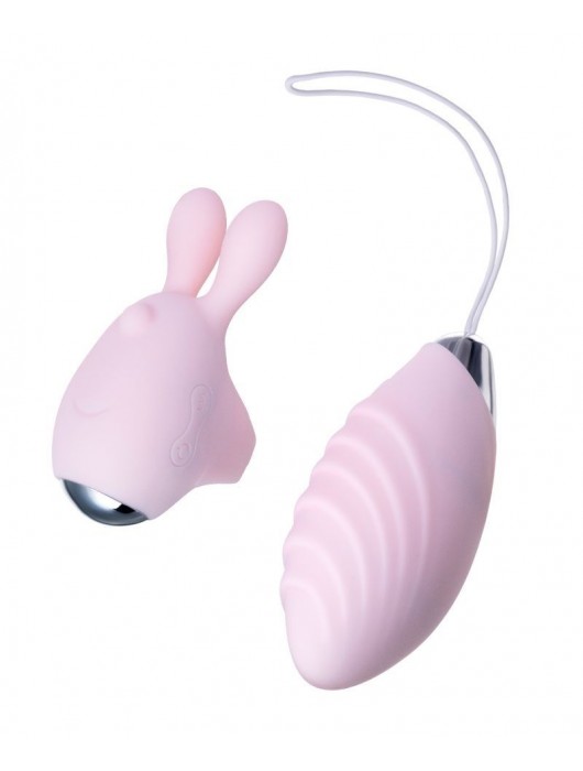 Нежно-розовый набор VITA: вибропуля и вибронасадка на палец - JOS