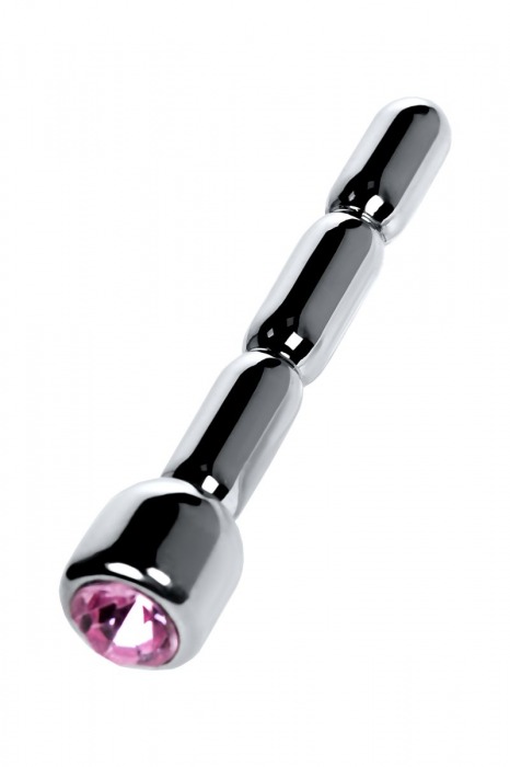 Серебристый уретральный плаг со стразом - 7 см. - ToyFa - купить с доставкой в Невинномысске
