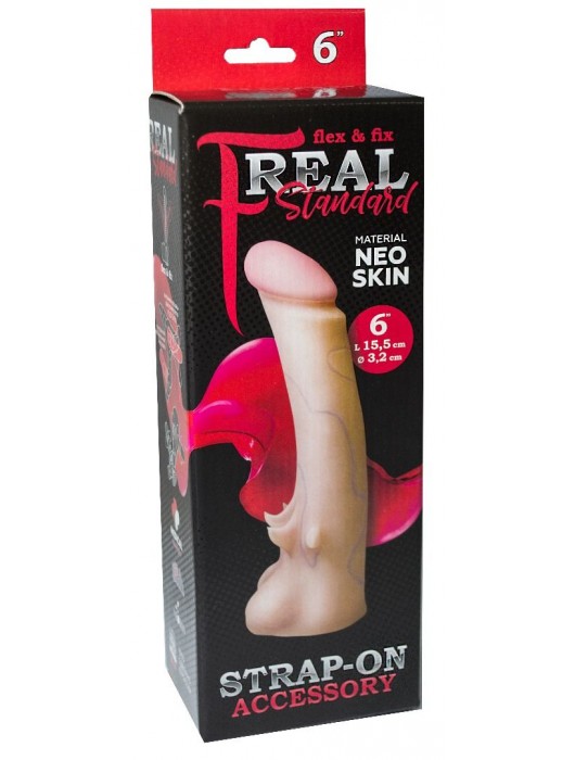 Телесная насадка REAL Standard с усиками на основании - 19 см. - LOVETOY (А-Полимер) - купить с доставкой в Невинномысске